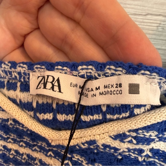 NWT Zara Blue & White Textured Striped Two-Piece Set - Crop Top & Skort - M - Picture 2 of 9